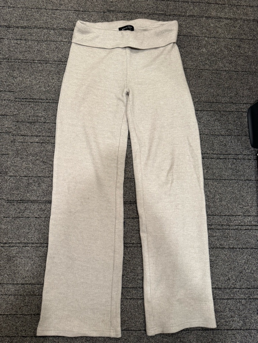 White Fox Boutique Cream Knit Foldover Wide-Leg Pants